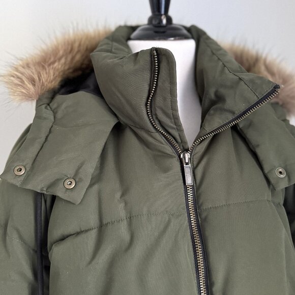 Olive Green Puffer Parka With Detachable Hood - Picture 11 of 13